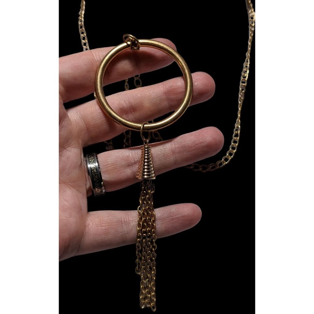 Bohemian Gold Hoop Pendant Tassel Neckalce - Picture 5 of 8